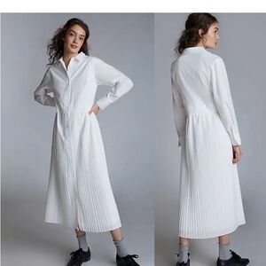Anthropologie White Long Sleeve Shirt Dress
